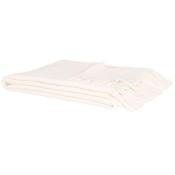 KARLI - Manta em tecido de algodão jacquard em relevo branco 170x130