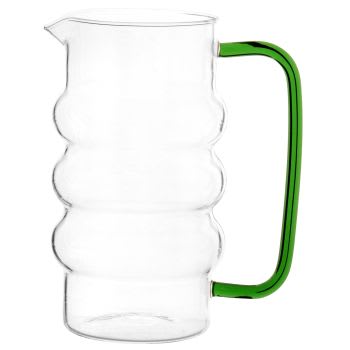 MAPO - Karaffe aus Glas, transparent mit grünem Henkel, 1,5L