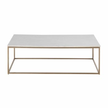 Marble - Table basse en marbre blanc et métal coloris laiton