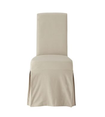 Margaux - Fodera lunga beige-grigio chiaro in cotone riciclato per sedia, compatibile con la sedia MARGAUX