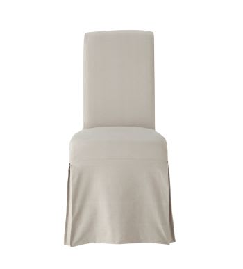 Margaux - Housse longue de chaise en coton recyclé gris clair, compatible chaise MARGAUX