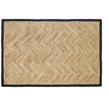 MARNAY - Teppich aus gewebter Jute in Beige und Baumwolle in Anthrazitgrau 160x230.