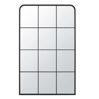 MARTHA - Großer, rechteckiger Fensterspiegel aus schwarzem Metall, 100x160cm
