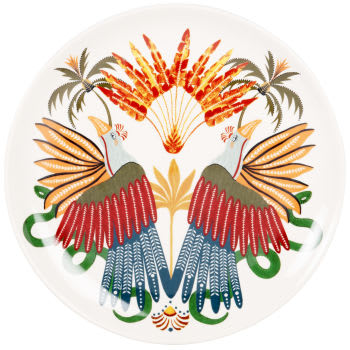 MASKAT - Assiette plate en grès motif tropical multicolore