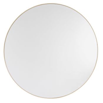MATHIS - Runder facettierter Spiegel aus goldfarbenem Metall, D100cm