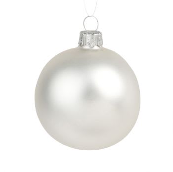 Set of 12 - Matte White Glass Christmas Bauble