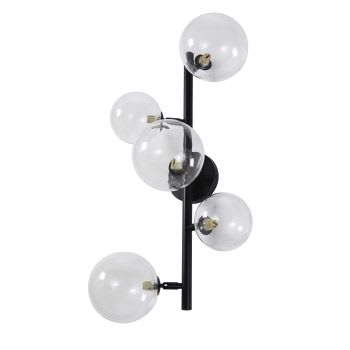 ATOME - Matzwarte metalen wandlamp met 5 glazen bollen