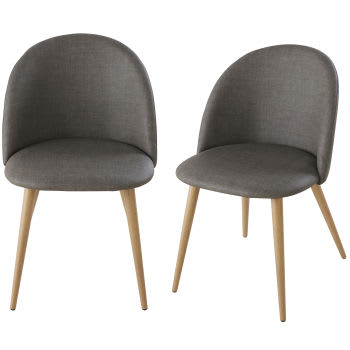 Mauricette BUSINESS - Cadeiras profissionais vintage cinzento carvão e metal imitação carvalho (x2)