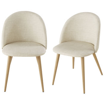 Mauricette BUSINESS - Gemêleerd beige vintage stoelen met metaal en eikenhouteffect voor professioneel gebruik (x2)