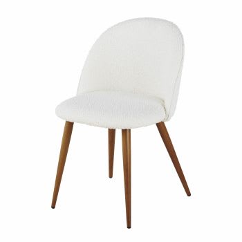 Mauricette - Cadeira em tecido cru com efeito de lã bouclé