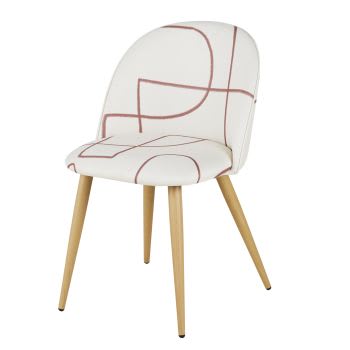 Mauricette - Stuhl im Vintage-Stil mit recyceltem beige mit braunem, geometrischem Motiv
