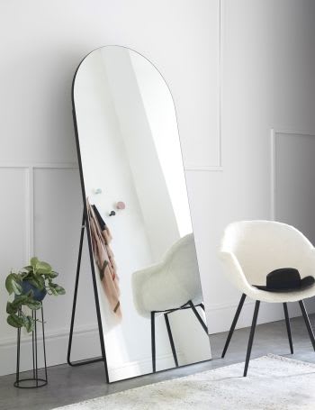MAXANDRE - Grand miroir arche sur pied en métal noir 80x200