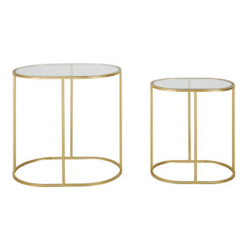 MELENA - Tavolini da salotto in vetro e metallo dorato (x2)