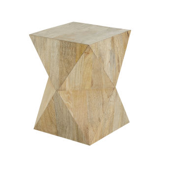 ALOA - Mesa auxiliar de madera maciza de mango con forma de prisma