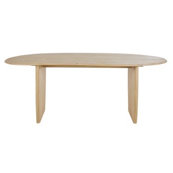 Pure - Mesa de comedor de madera de fresno maciza beige para 6/8 personas, L. 200