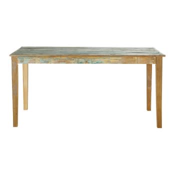 Calanque - Mesa de jantar de madeira reciclada com efeito envelhecido largura 160 cm