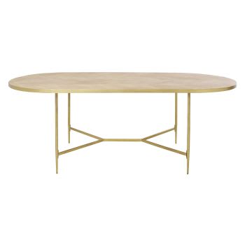 Hana - Mesa de jantar oval para 8/10 pessoas com tábuas de madeira de mangueira comprimento 220