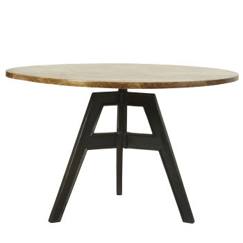 Compas - Mesa de jantar para 5/6 personas de madeira de mangueira e ferro fundido diâmetro 120