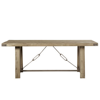 Crafter - Mesa de jantar para 8/10 pessoas industrial de madeira de mangueira e metal comprimento 205