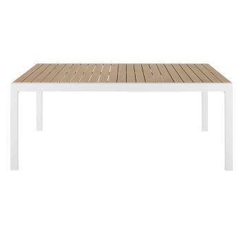 Doolin - Mesa de jardim extensível de alumínio e imitação a teca para 8 a 12 pessoas L.180/270