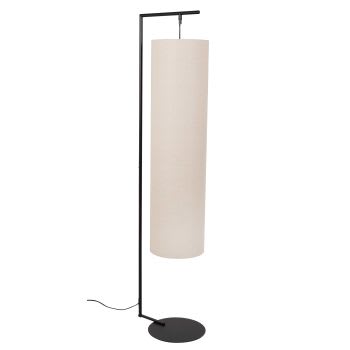 Omari - Metalen staande lamp met beige lampenkap - zwart - 151 cm
