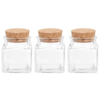 Set van 2 - Mini glazen potten met kurken deksel H7