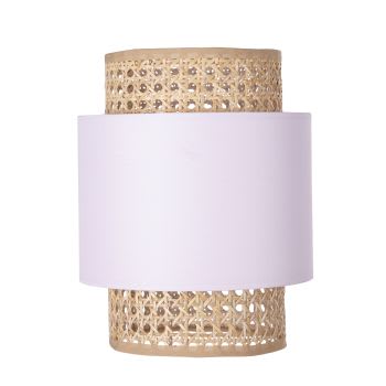 Minihanglamp van rotan en roze stof