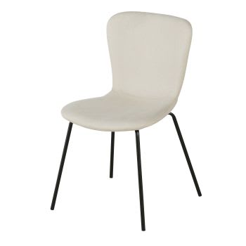 Mira - Beigefarbener Stuhl mit Beinen aus schwarzem Metall