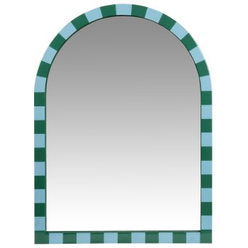 Brixton - Miroir arche damier bleu et vert 45x60