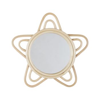 Miroir étoile en rotin beige 35x34
