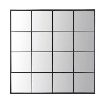 Beckett - Miroir fenêtre carré en métal noir 122x122