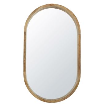 ARVEY - Miroir ovale en bois de manguier 70x121