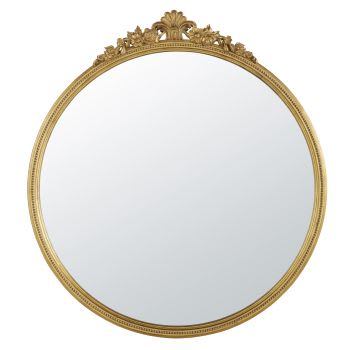 OMERA - Miroir rond à moulures dorées 110x120