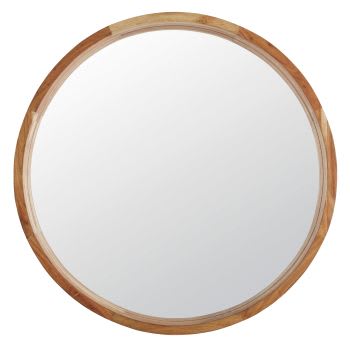 OLMO - Miroir rond en bois d'acacia marron D99
