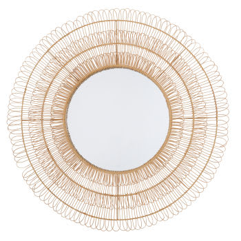 Miroir rond en rotin D118