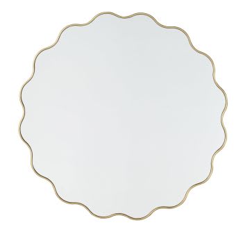 CLEON - Miroir rond ondulé en métal doré D110