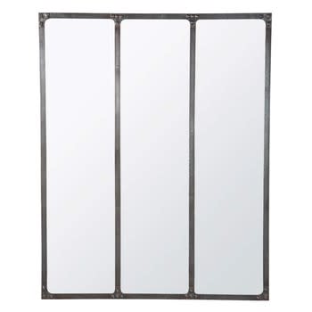 Miroir verrière rectangulaire industriel en métal effet vieilli 95x120