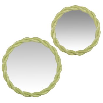 AUBAN - Miroirs ronds en résine torsadée verte (x2) D30