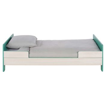 Mitwachsendes Bett, beige und grün, 90x140/190cm