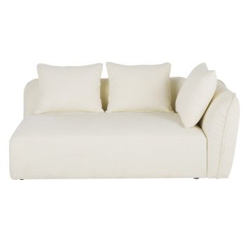 Módulo com apoio para braços direito para sofá modular em tecido cru com efeito de lã bouclé