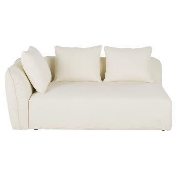 Módulo com apoio para braços esquerdo para sofá modular em tecido cru com efeito de lã bouclé