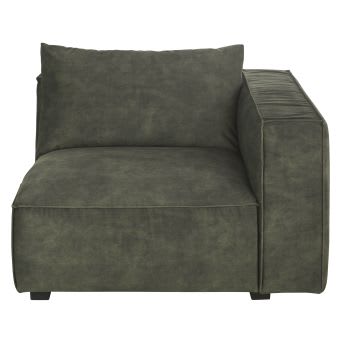 Barack - Módulo com braço direito para sofá modular em veludo matizado verde