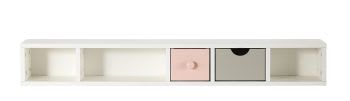 Blush - Módulo de arrumação para secretária branco comprimento com 2 gavetas cinza e rosa