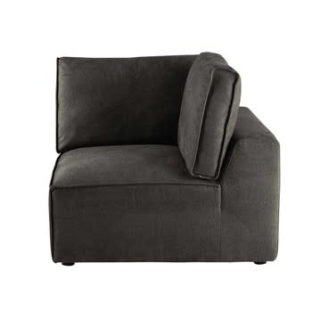 Malo - Módulo de canto para sofá de tecido cinzento-taupe