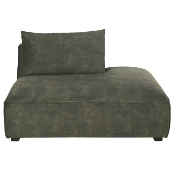Barack - Módulo de chaise longue direito para sofá modular em veludo matizado verde