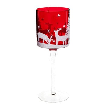 Montagne - MONTAGNE glass tealight holder, red