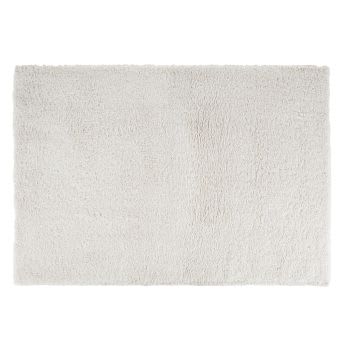 MOUTY - Alfombra shaggy blanca efecto rizado, 160x230