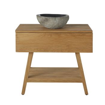 Tecka - Mueble de lavabo de madera y piedra de río