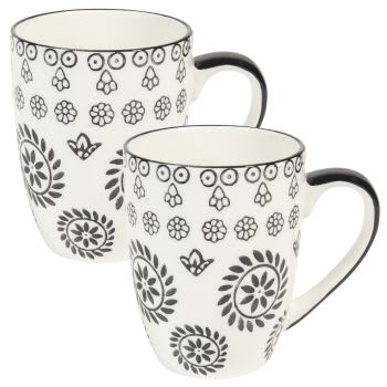 Chiang Mai - Lot de 2 - Mug en céramique noire et blanche