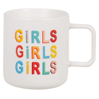 GIRLS - Lot de 2 - Mug en grès avec inscriptions multicolores